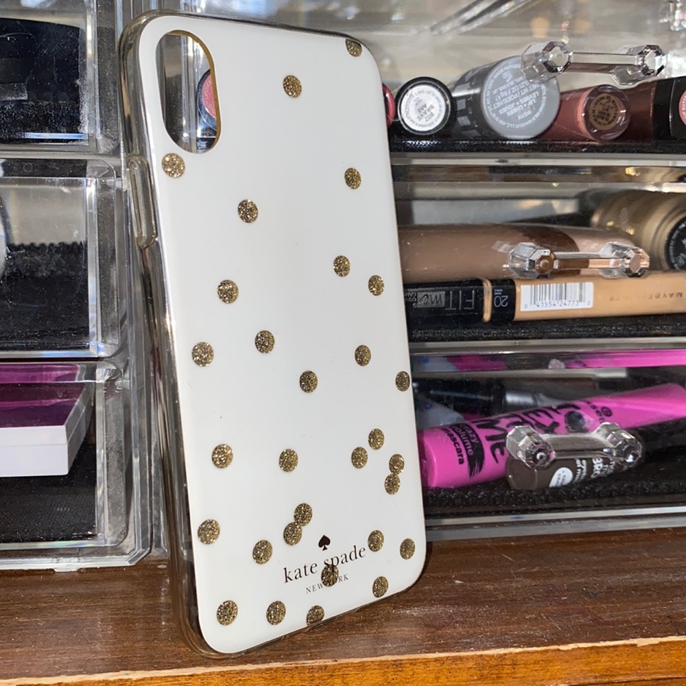 kate spade white with gold polka-dots phone case